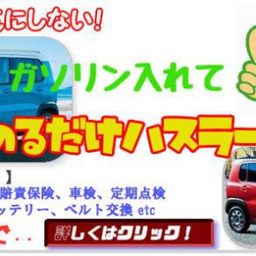 車検・税金気にしない!ガソリン入れて乗るだけハスラー♪ 車検・税金気にしない!ガソリン入れて乗るだけハスラー♪